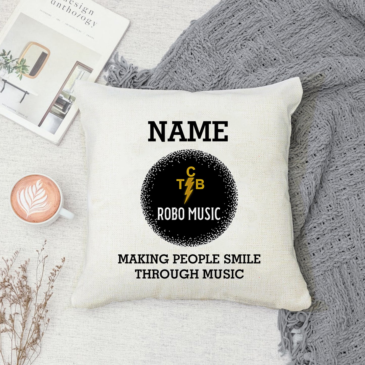 ROBO MUSIC Canvas 40x40cm Cushion Personalised