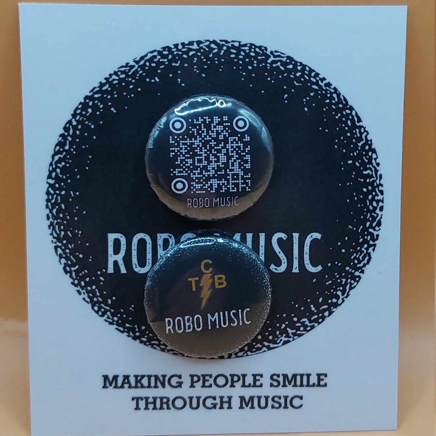 Robo Music Logo & QR Code 25mm Button Badges