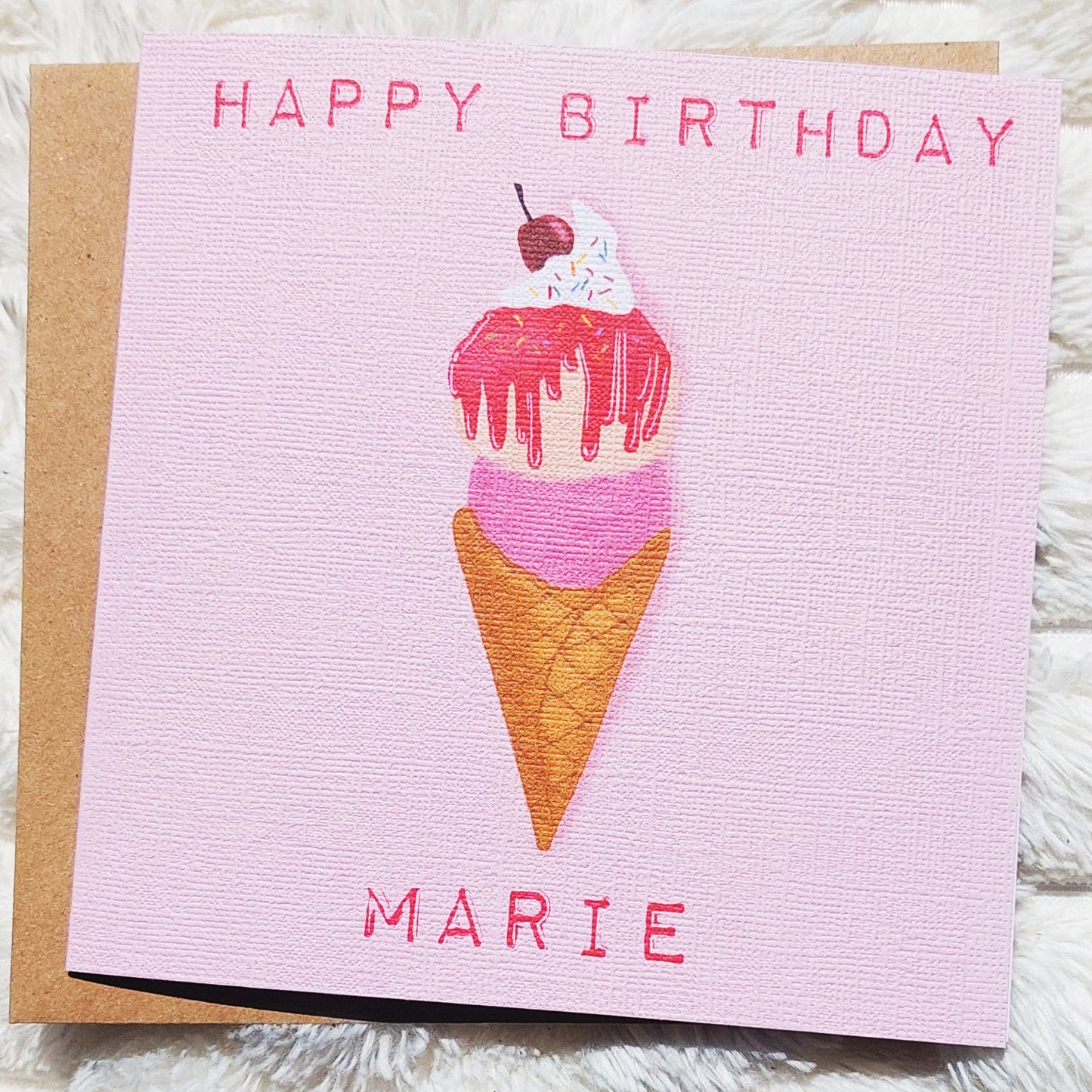 Happy Birthday Ice Cream Greetings Card Personalised