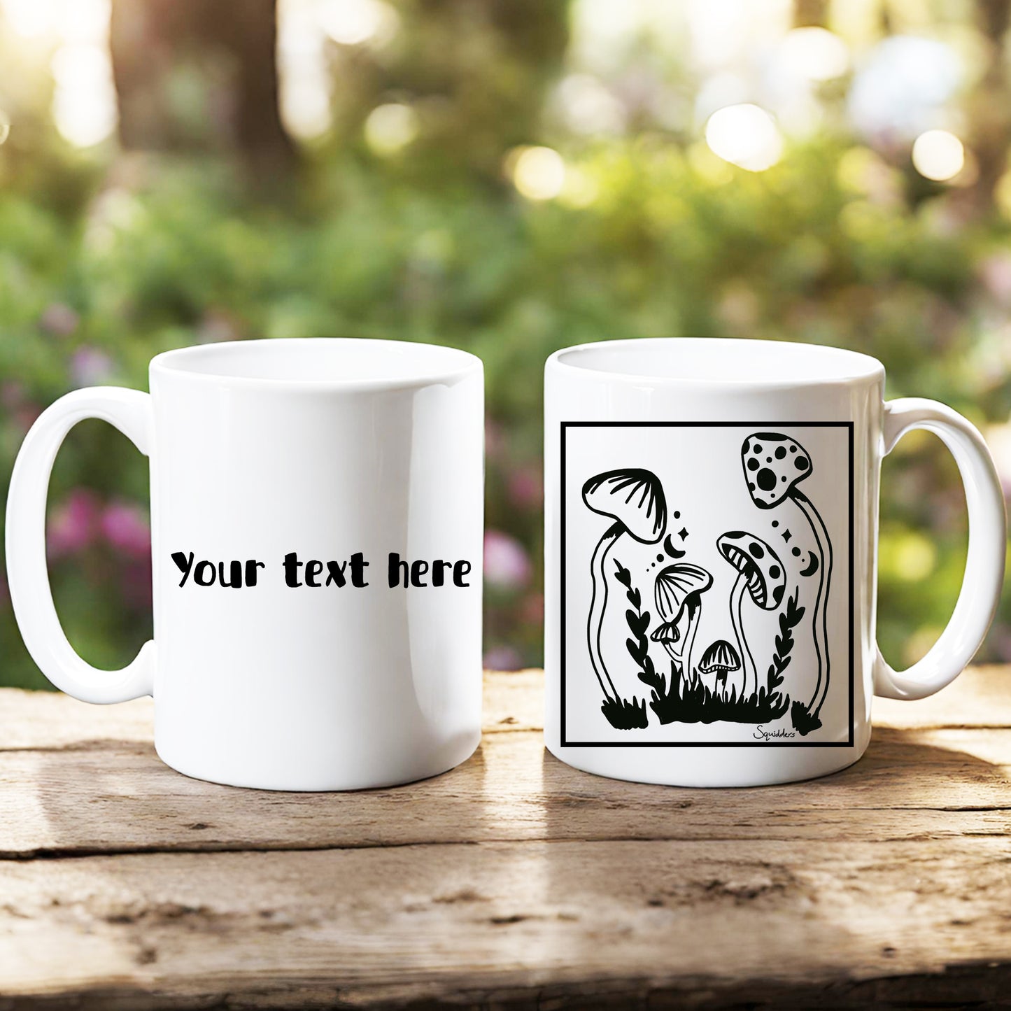 Whimsical Mushrooms Art Mug Can Be Personalised