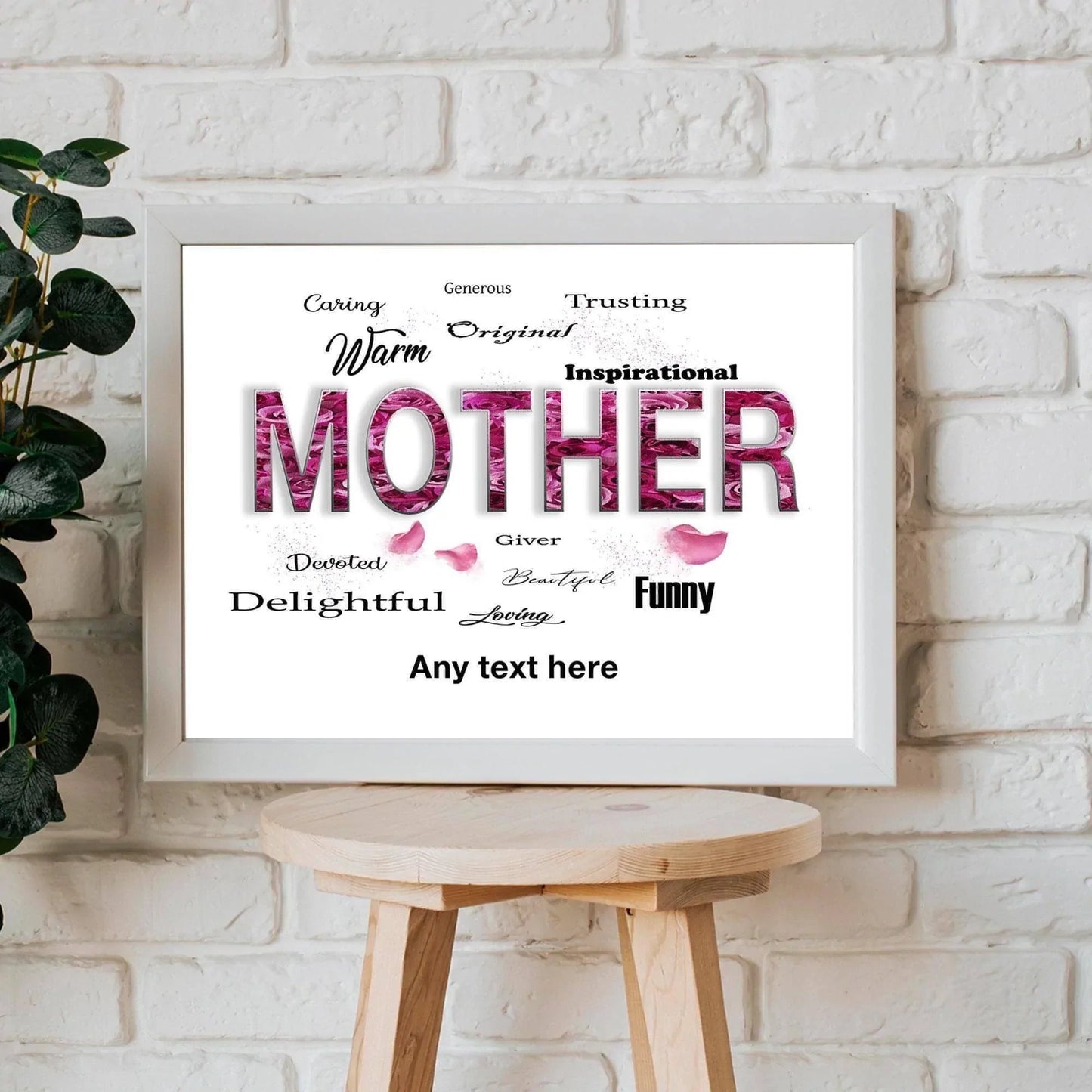 Grandma or Mum Words Print Roses Personalised A4 PRINT ONLY - SquidPot