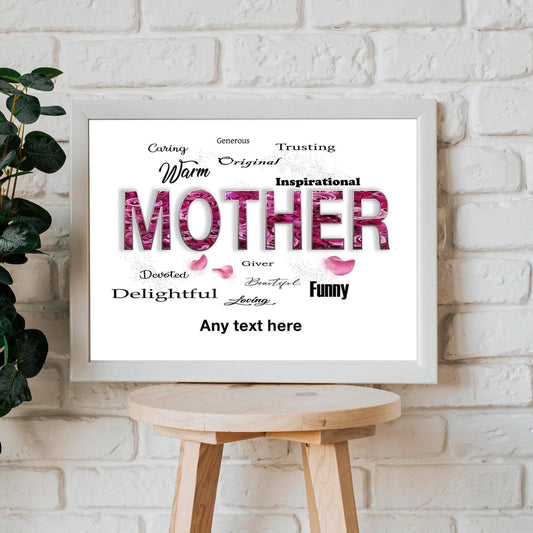 Grandma or Mum Words Print Roses Personalised A4 PRINT ONLY - SquidPot