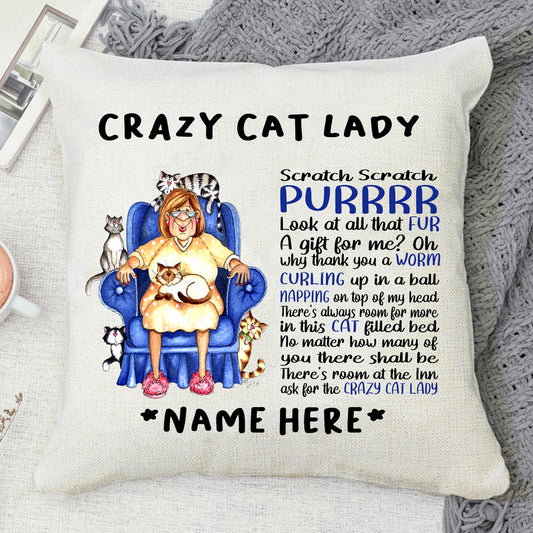 Crazy Cat Lady Personalised Cushion 40x40cm