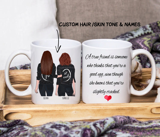 Best Friends Custom Name, Skin Tone & Hair Colour/Style Mug (Personalised)