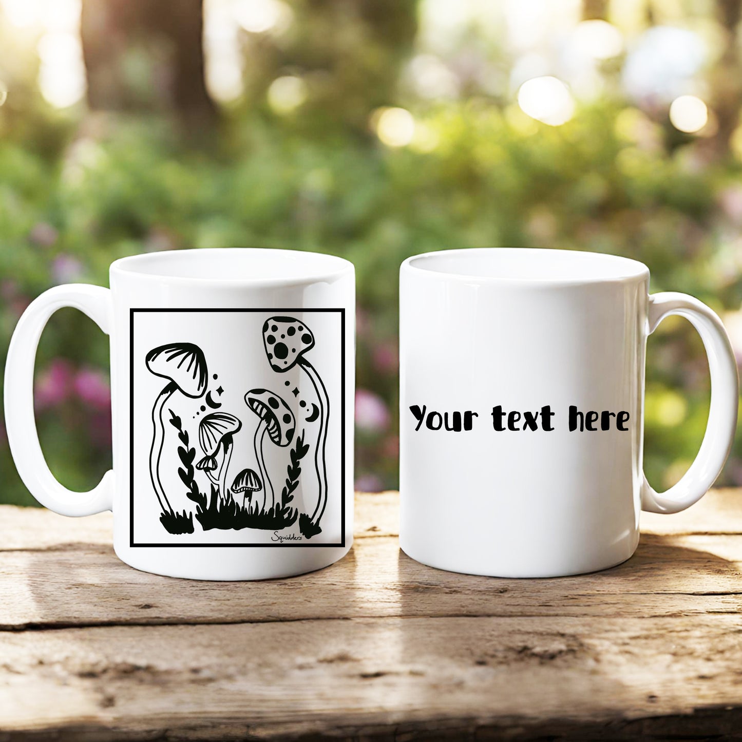 Whimsical Mushrooms Art Mug Can Be Personalised