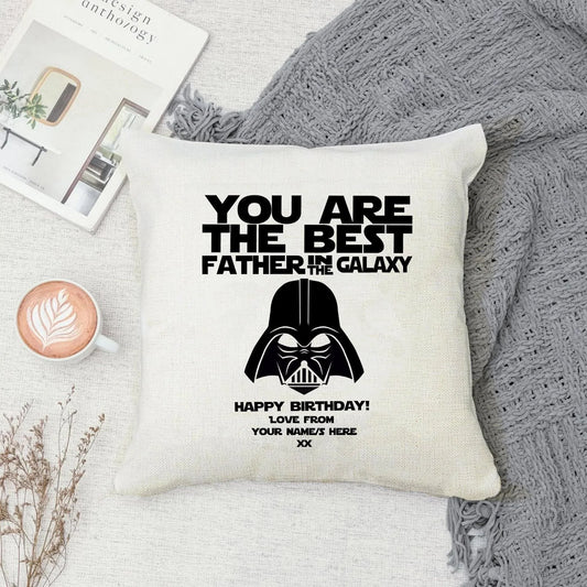 Best Father In The Galaxy Darth Premium Canvas Cushion 40x40cm Birthday Design (Personalised) - SquidPot