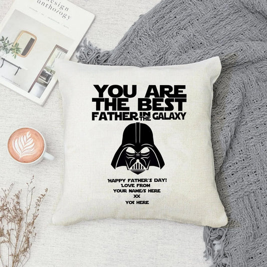 Best Father In The Galaxy Darth Premium Canvas Cushion 40x40cm Father's Day Design (Personalised) - SquidPot