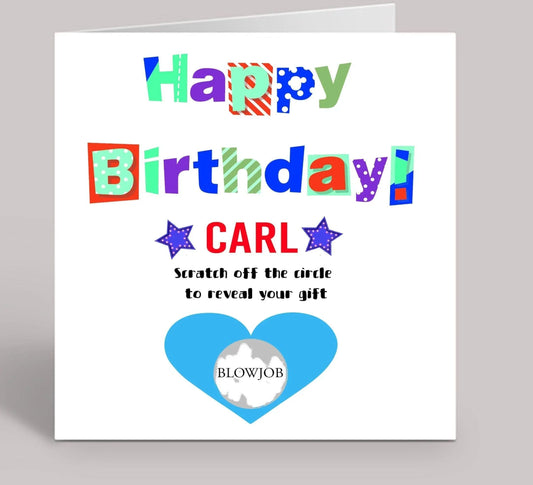 Birthday Scratch Reveal Blowjob Birthday Card 6x6 inch - SquidPot