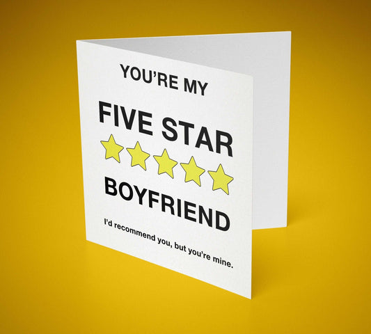 Five Star Girlfriend or Boyfriend Greetings Card 6x6inch - SquidPot