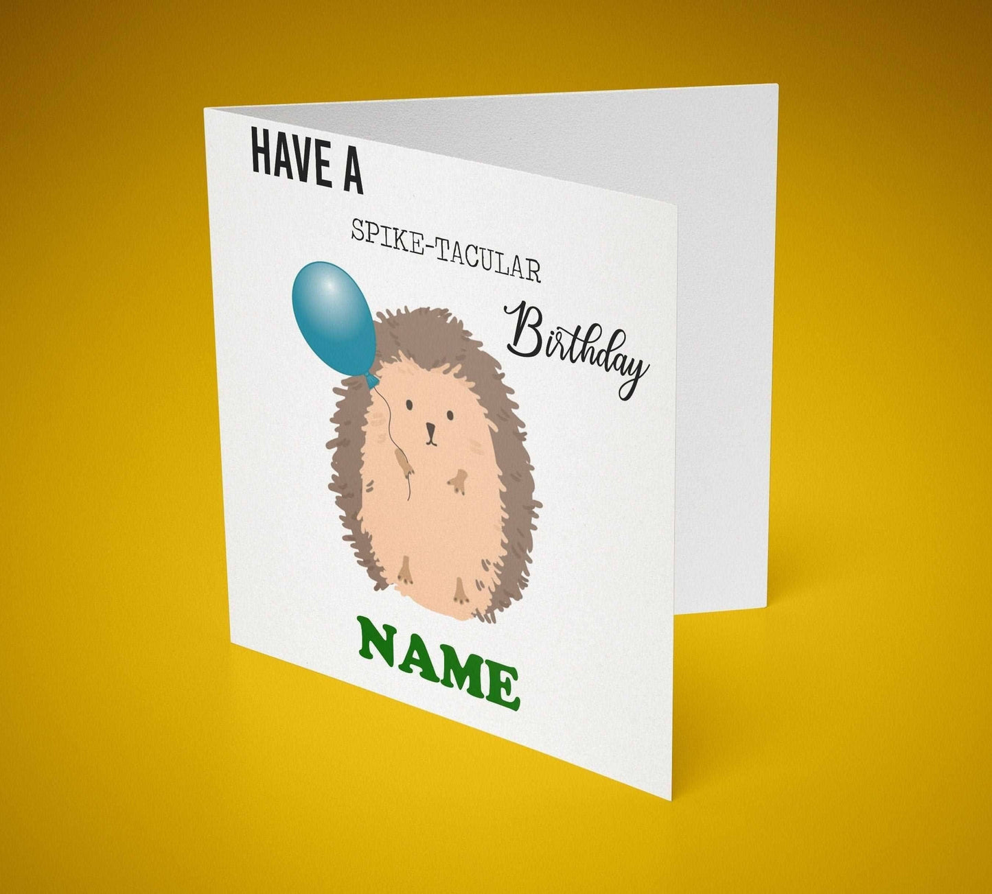 Happy Birthday *NAME* Cute Hedgehog Birthday Card 6x6 inch - SquidPot