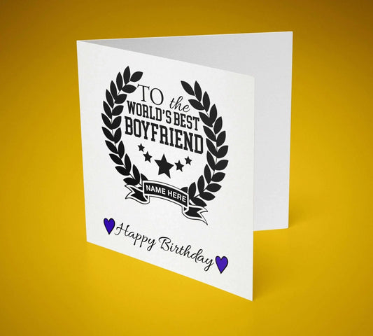 Worlds Best Girlfriend/Wife/Husband/Boyfriend Birthday Greeting Card 6x6 Inch (Personalised) - SquidPot