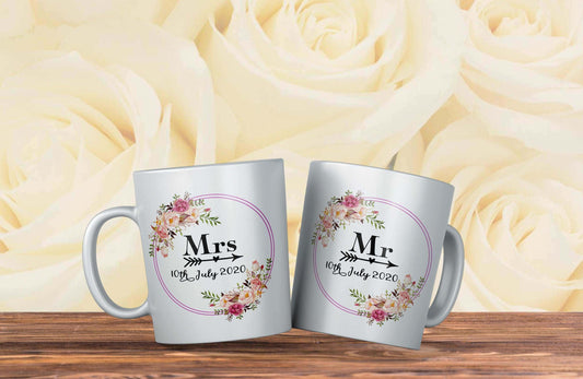 Mr & Mrs Set Of Two Mugs (Personalised) - SquidPot