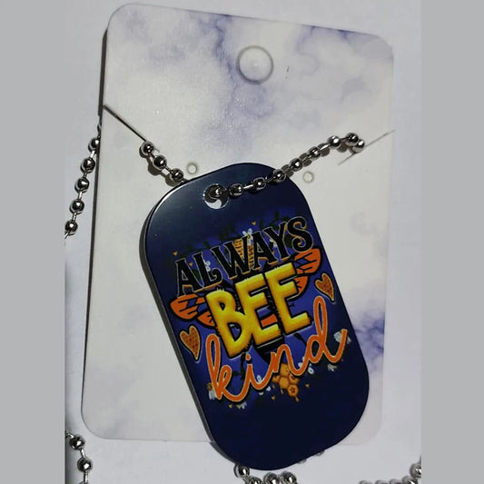 Bee Kind I.D Military Dog Tag Pendant & Chain SquidPot