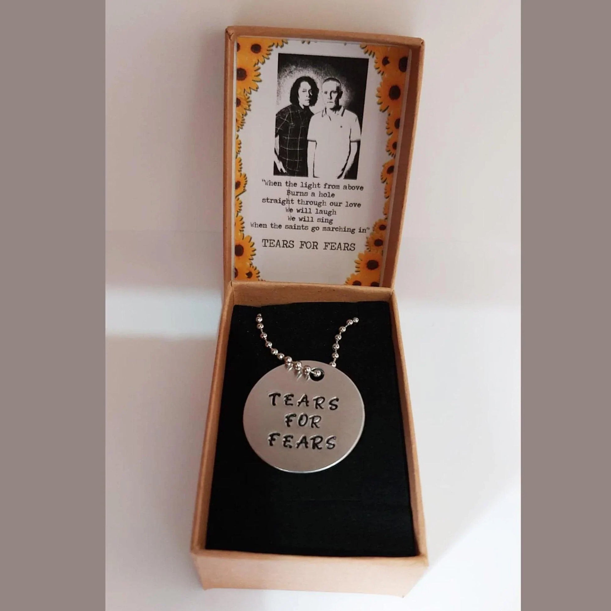 Tears For Fears Hand Stamped Lightweight Round Pendant With Chain - SquidPot