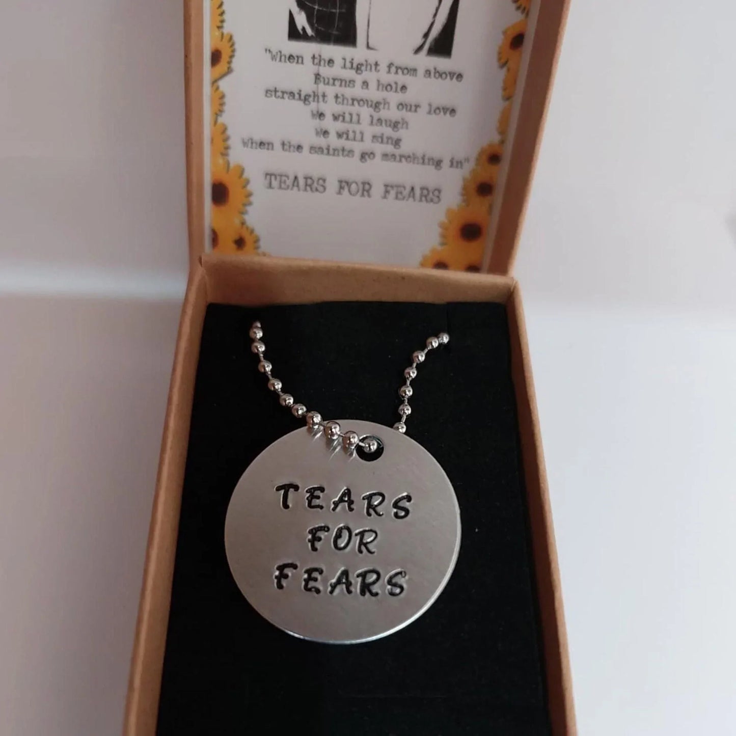 Tears For Fears Hand Stamped Lightweight Round Pendant With Chain - SquidPot