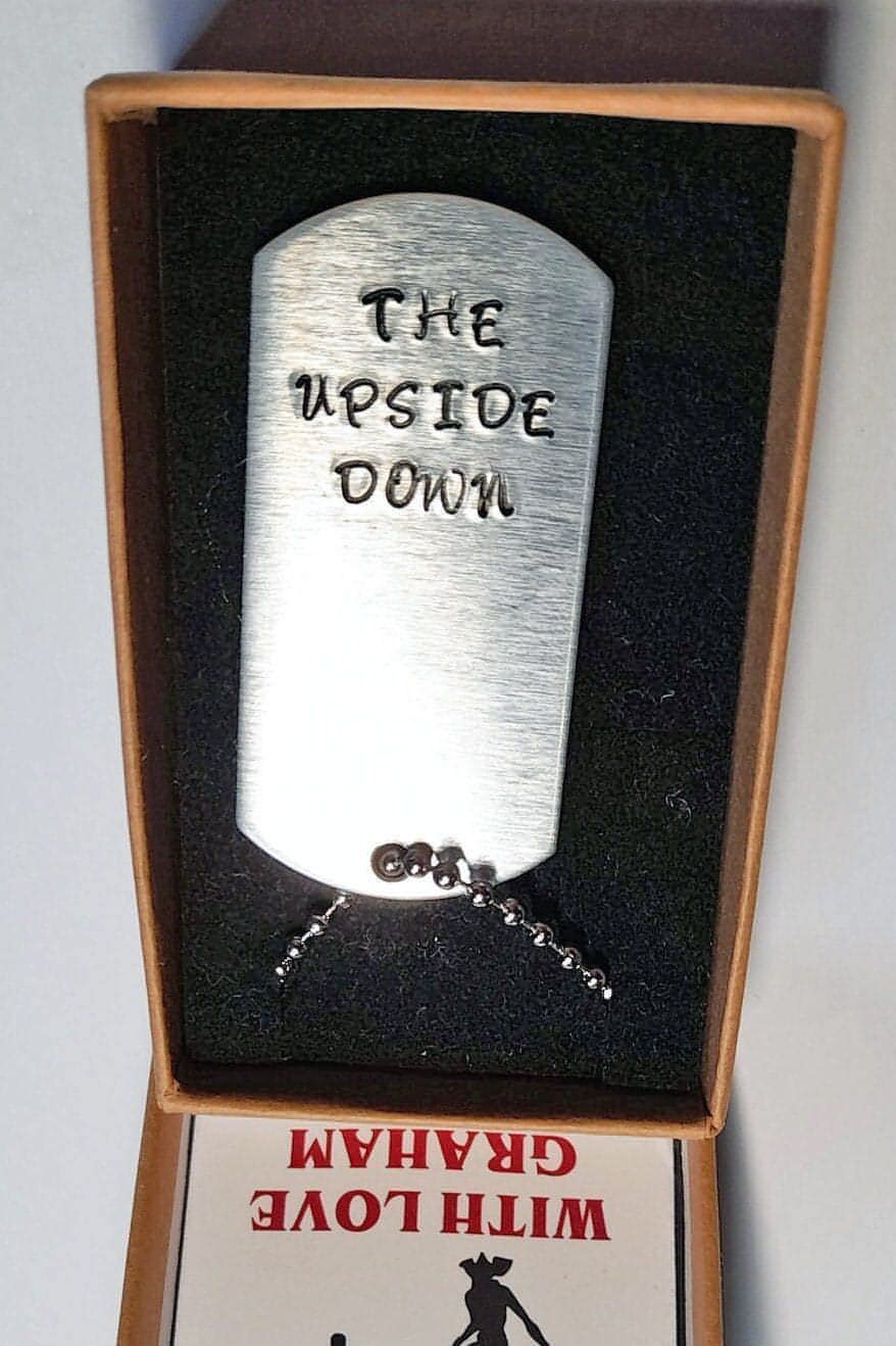 The Upside Down Brushed Aluminium Metal Dog Tag With Chain - SquidPot