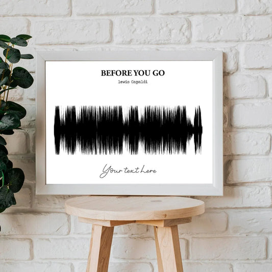 Before You Go Lewis Capaldi Sound Wave Visual A4 Print (Personalised) - SquidPot