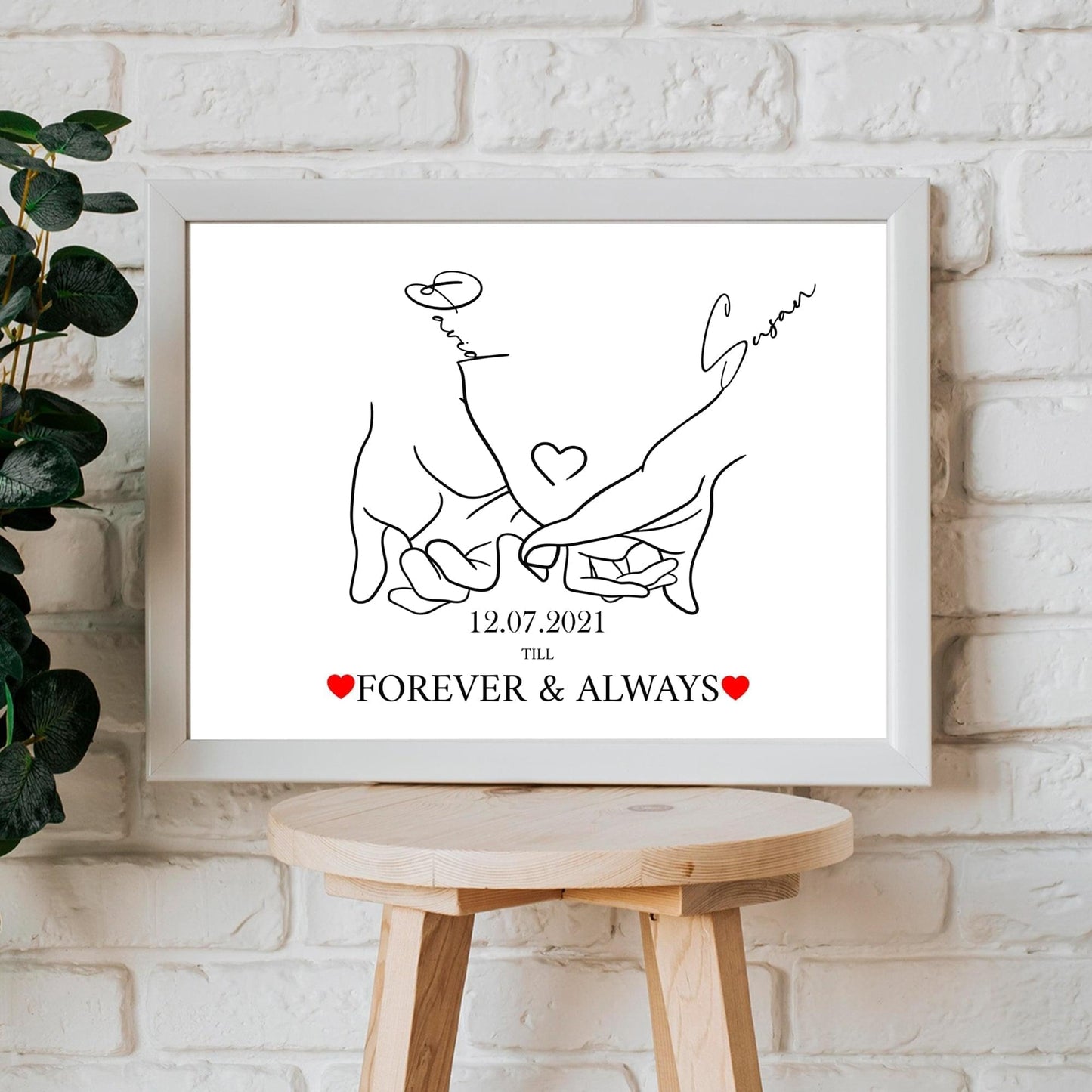 Couples Line Art Personalised A4 Print