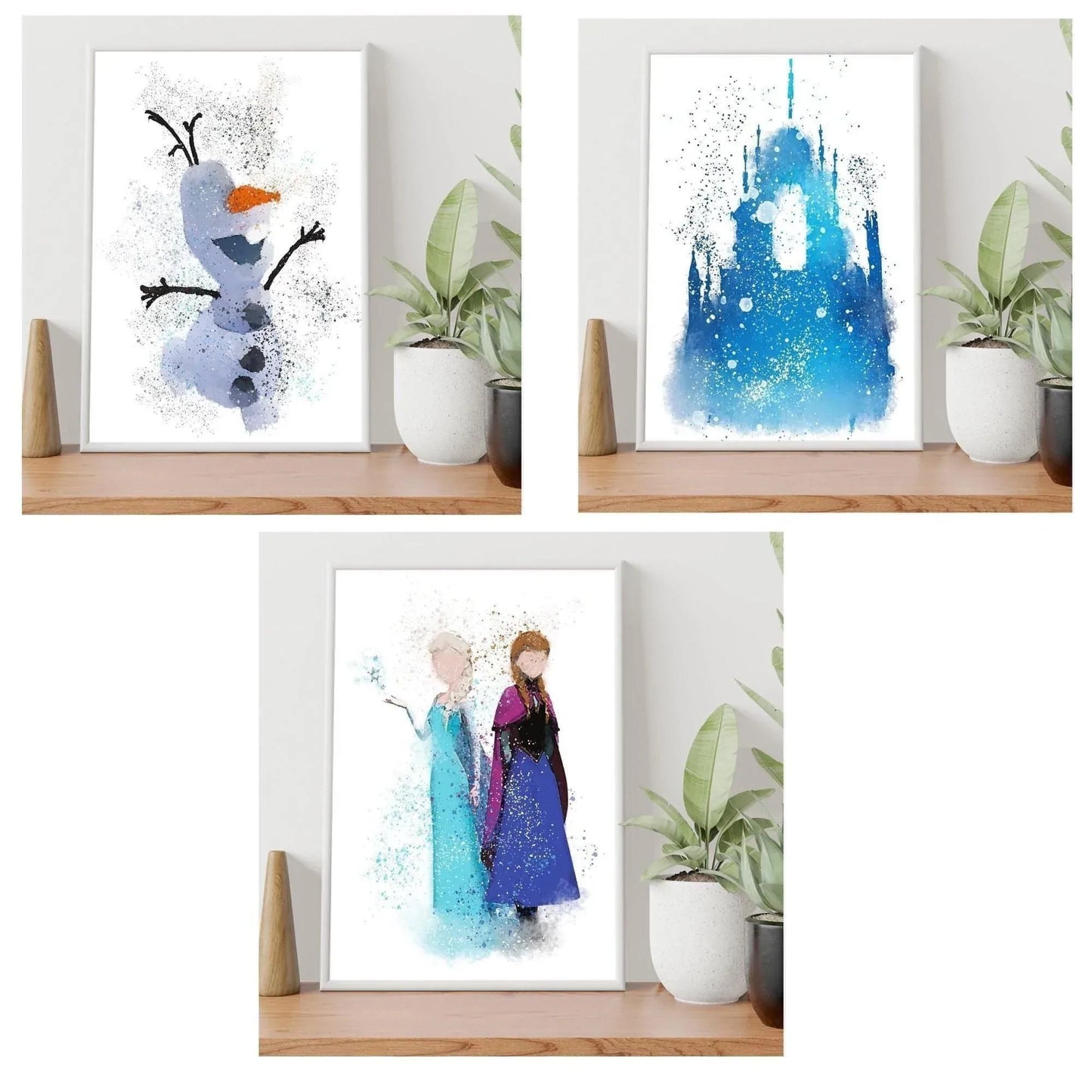 Frozen Inspired Set Of Three Watercolour Style A4 prints Prints - SquidPot