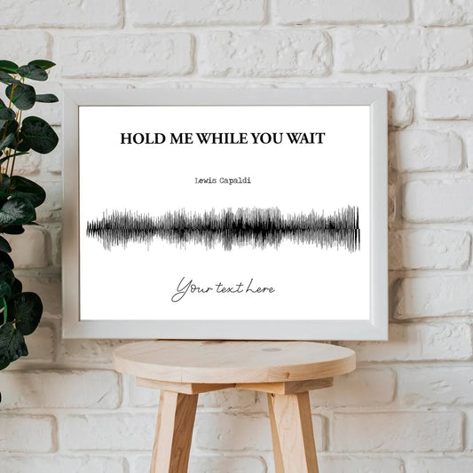 Hold Me While You Wait Lewis Capaldi Visual Soundwave A4 Print (Personalised) - SquidPot