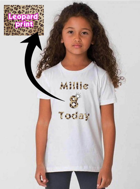 Children's Leopard Print Pattern Birthday T-Shirt (Personalised) - SquidPot